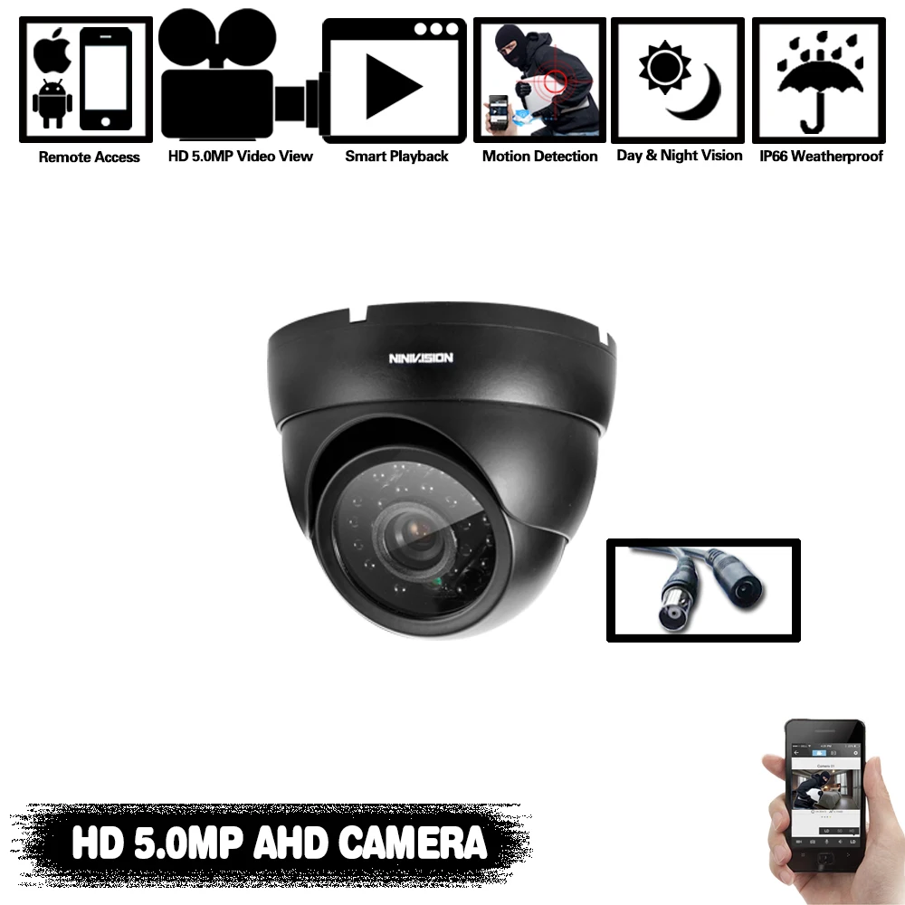 Супер 5MP AHD Черная Камера 24 шт Светодиодный 2560(H)* 1920(V) с ИК-фильтром дневное и