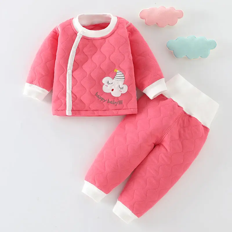 

Warm Cotton Kids Clothes Suit Cartoon Boys Girls Tops Pants Set Winter Soft Newborns Pajamas Toddler Clothing Children Overalls