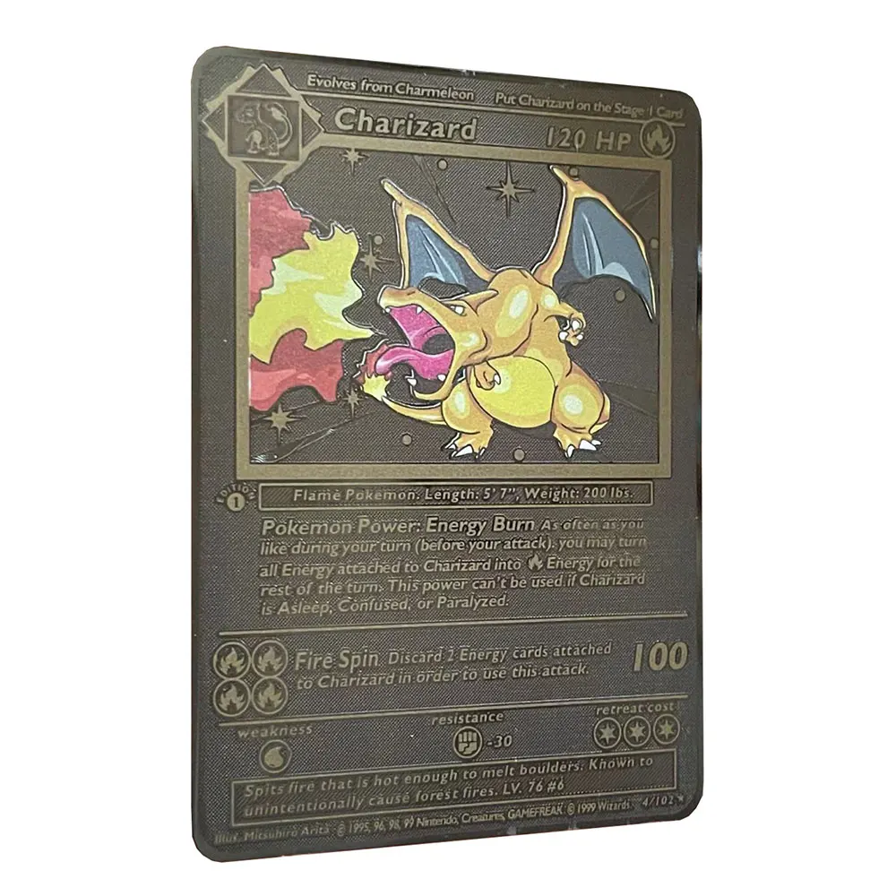 Классические черные и золотые карты покемона из железа в английском стиле