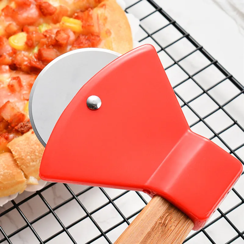 Топор бамбуковый нож с ручкой для пиццы вращающееся лезвие дома режущие кухонные