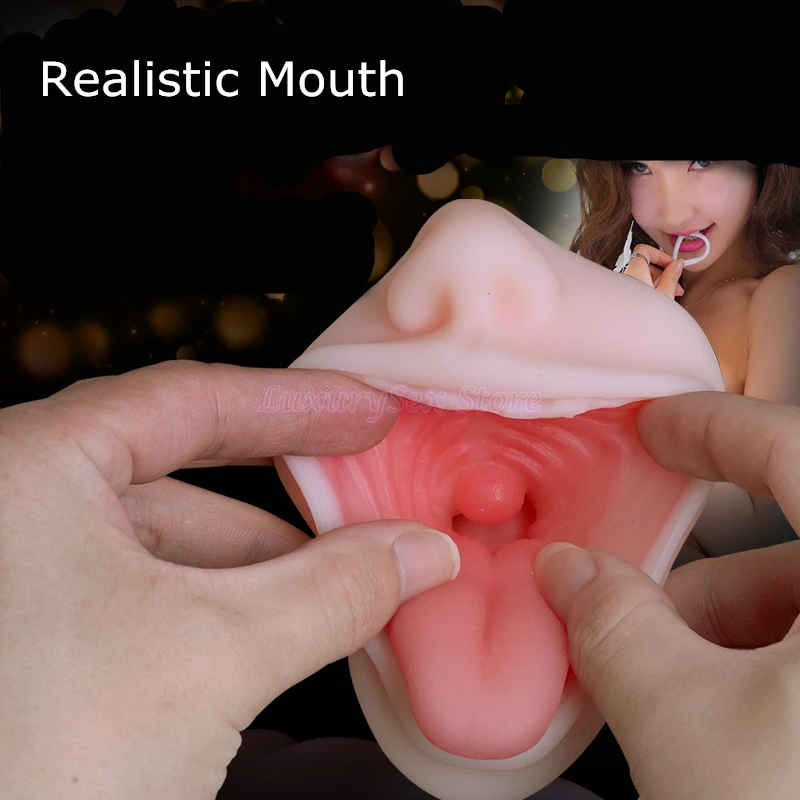 3D Глубокая глотка Мужской мастурбатор оральный секс игрушки с длинным языком