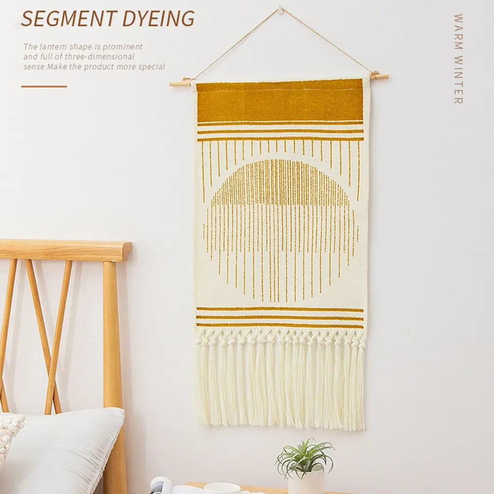 

Настенный гобелен в скандинавском стиле, домашний декор в стиле бохо, хлопковая кисточка, Плетеный вручную, цветной принт, украшение для сте...