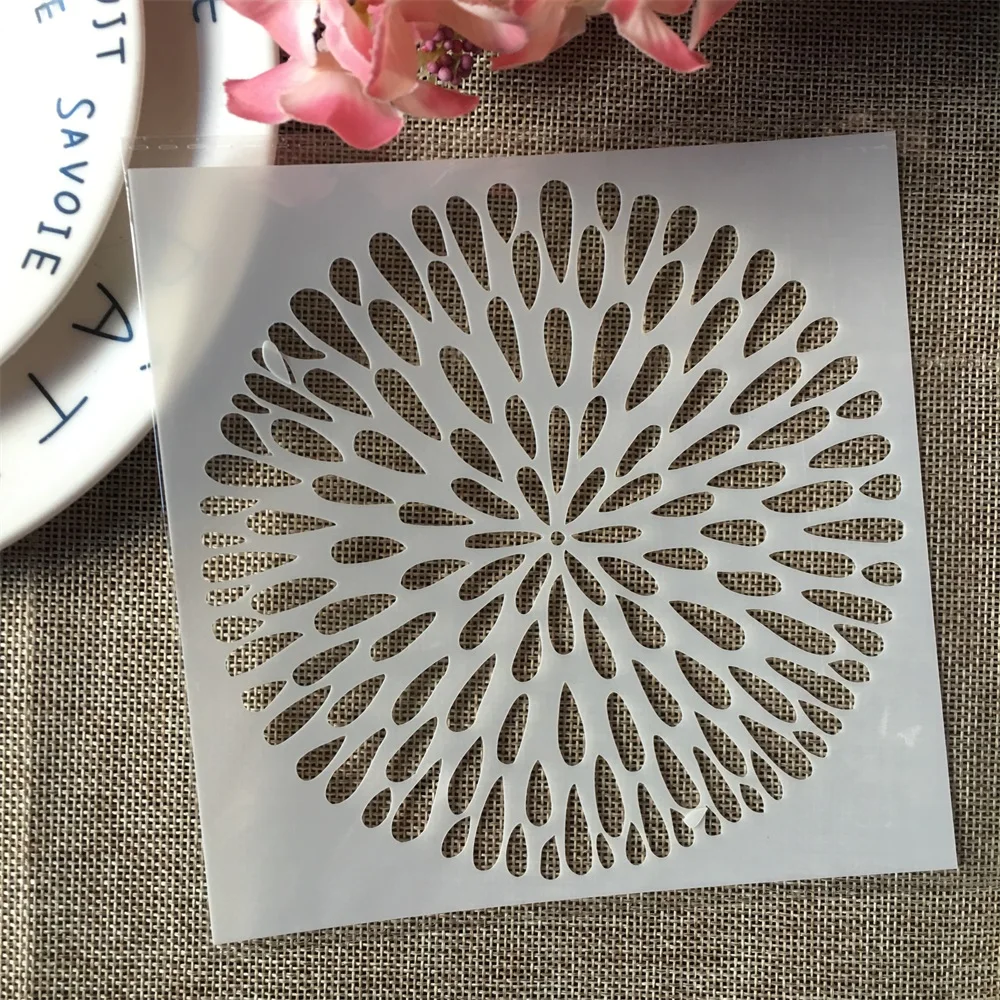 

15*15 см, круглые трафареты «сделай сам» в виде капли воды, рисунок, строительный декоративный шаблон