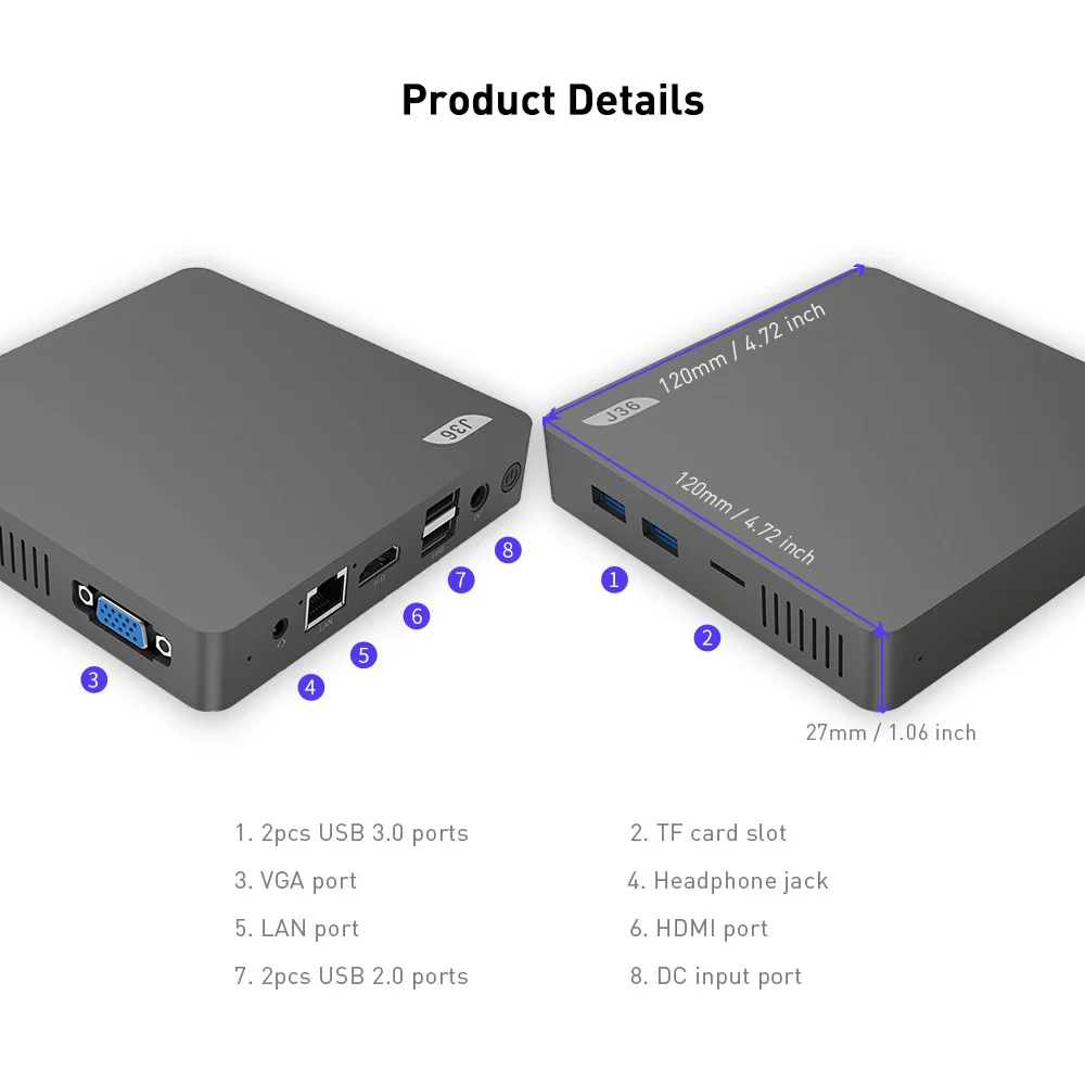 Мини-ПК с Windows 10 4 ГБ 64 2 5 дюйма ГГц 8 Wi-Fi BT4.0 HDMI VGA | Компьютеры и офис