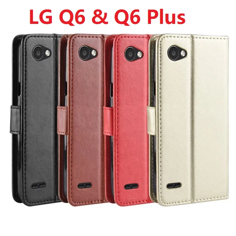 Чехол Кошелек из искусственной кожи для LG Q6 Plus Магнитный Тонкий чехол книжка с