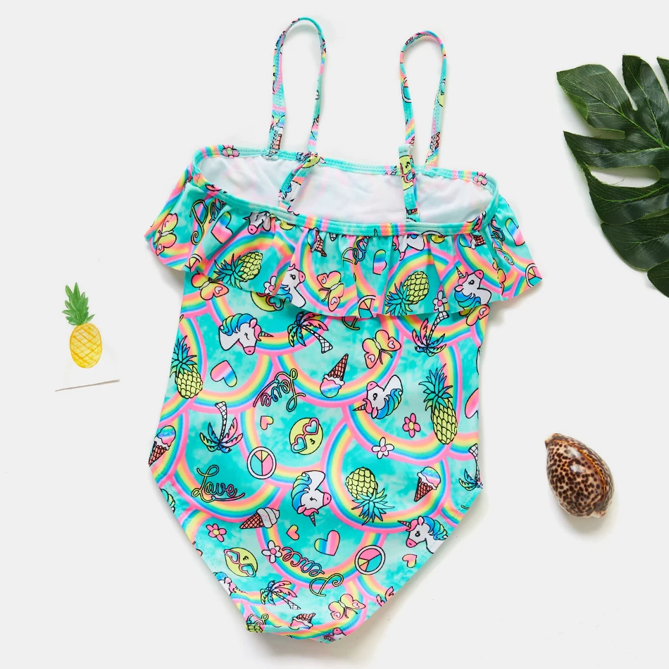 2019 Купальник для девочек от 3 до 8 лет Цельный купальник детский в полоску с