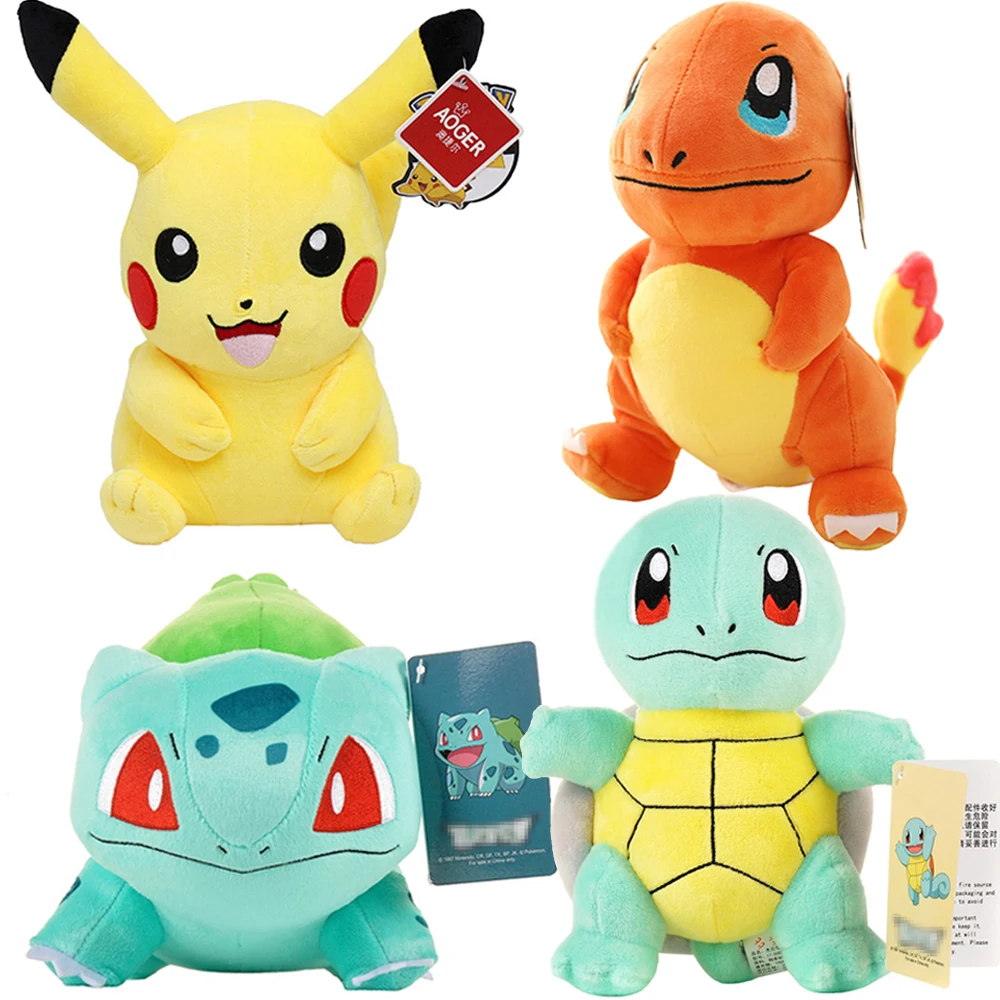 

Kawaii Pokemoned Plush Toy Pikachued Charmander Squirtle Bulbasaur Eevee Peluche Doll With Tag Anime Stuffed Toy Kids Gift