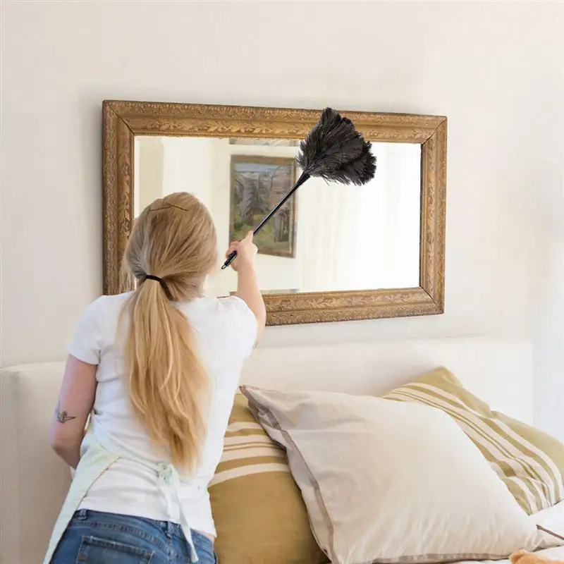 

Страусиный Пыльник С длинной пластиковой ручкой, чистящий инструмент, чистящая Бытовая щетка для пыли, чистящий инструмент