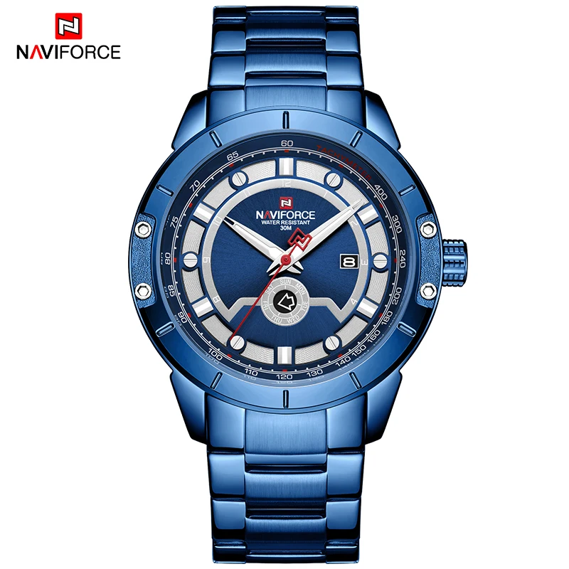 Новейшие мужские часы NAVIFORCE Топ люксовый бренд полный стальной Мужские кварцевые