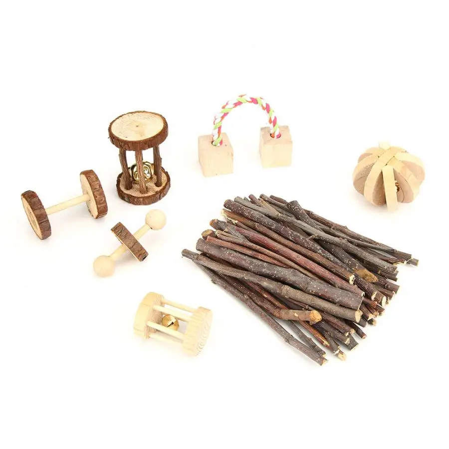 Деревянная маленькая жевательная игрушка для кусания питомца набор хомяка