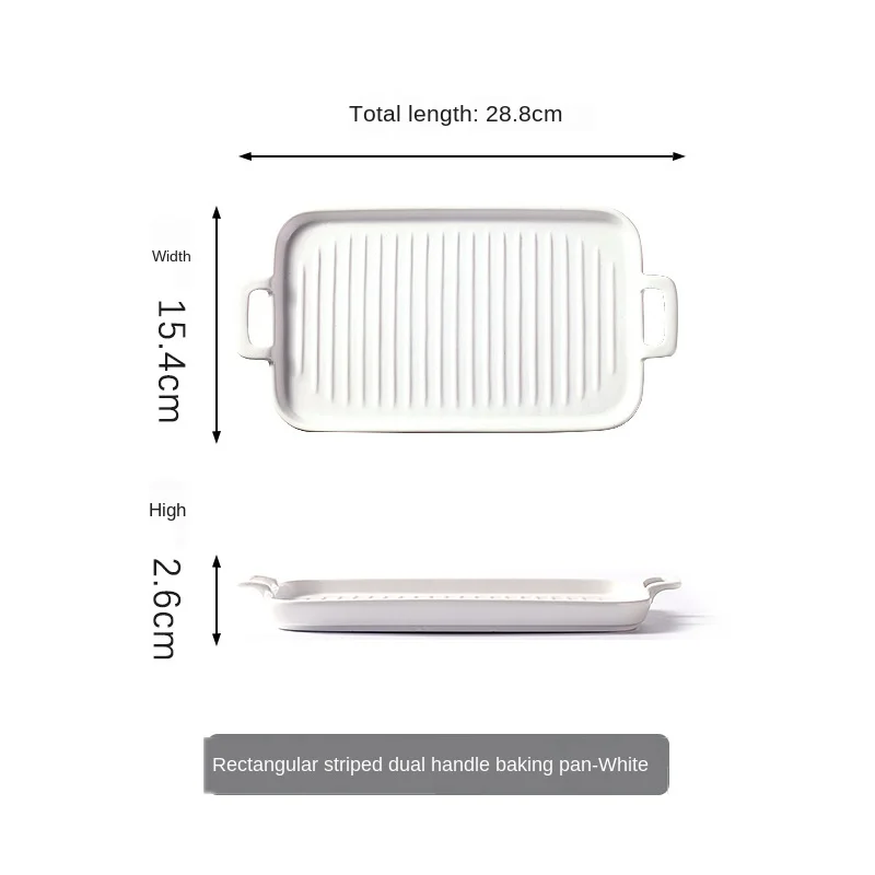 

Rectangular Baking Plate Household Ceramic Baking Pan Oven Microwave Oven Baking Bowl Net Red Plate Tableware Creative Dish