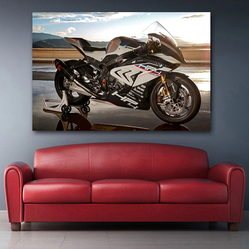 Картина на холсте "Мотоцикл B M W HP4 RACE Superbike Sport" плакаты и печати на шелке для жилого декора в доме.