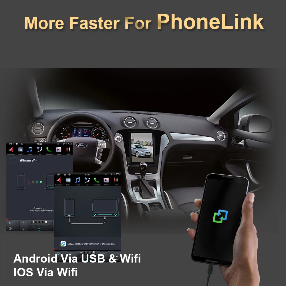 Автомобильный GPS-навигатор на Android 9 0 экран в стиле Теслы для FORD Mondeo 2007-2012 радио