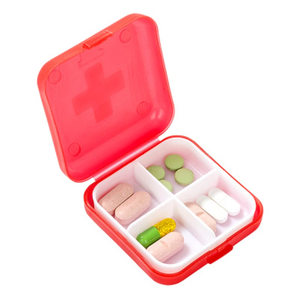 

4 Grids Pill Medicine Box Holder Organizer Pill Storage Box Dispenser Independent Lattice Plastic Pill Case Jewelry Storage Box