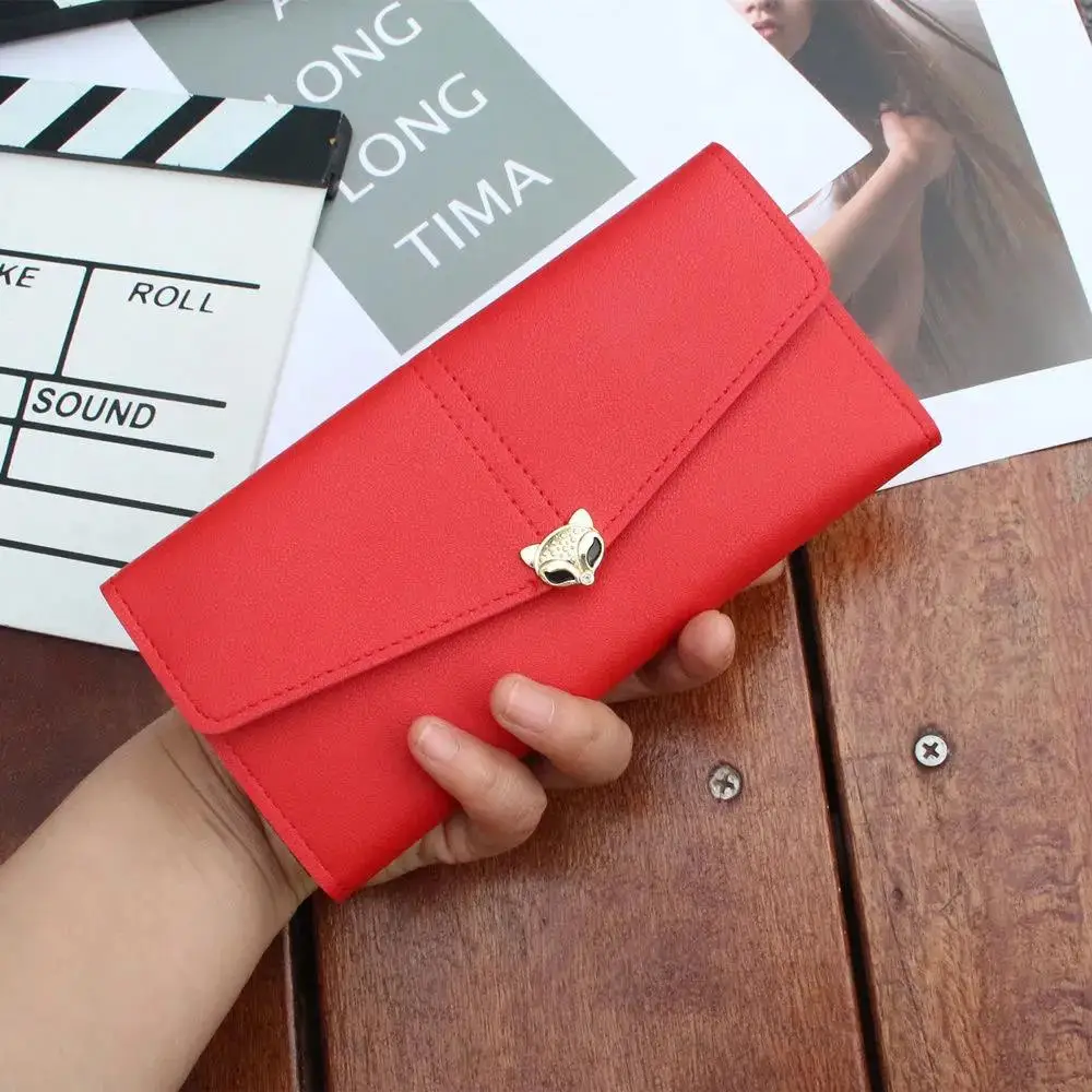 Женский кошелек Ins новинка 2021 Маленький Длинный клатч с лисой женская сумка для