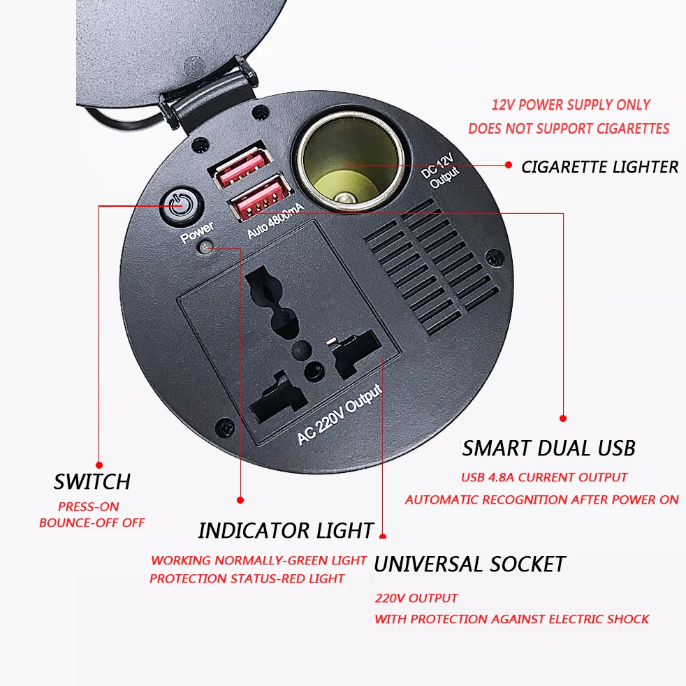New Dual USB 12V to 220V Power converter For 150W Cup Type Car Inverter Booster |