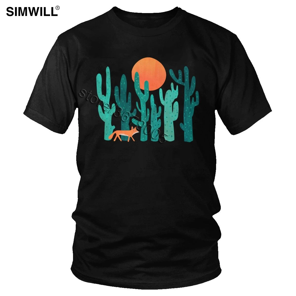 

Винтажные рубашки с изображением лисы в кактусе, Мужская хлопковая футболка с изображением любящего заката, животного, летняя футболка с ко...