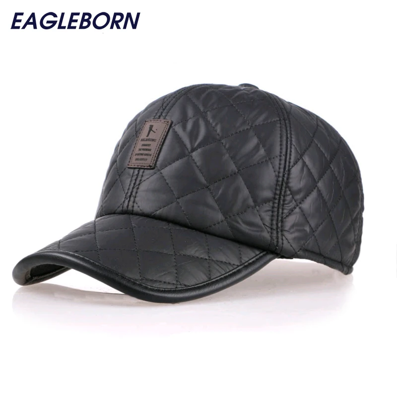 Мужская бейсболка с ушками зимняя теплая Бейсболка 6 панелями хлопковой