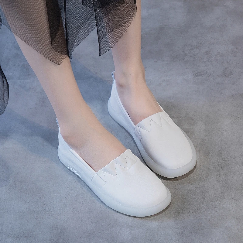 

Summer Female PU Loafers 2021 New Breathable Soft Pregnant Women Casual Solid Colorslip On Flat Shoes