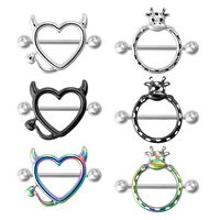2pc heart nipple piercing barbell shield bar nipple ring cover stainless steel sexy adult game for women breast body jewelry 14g