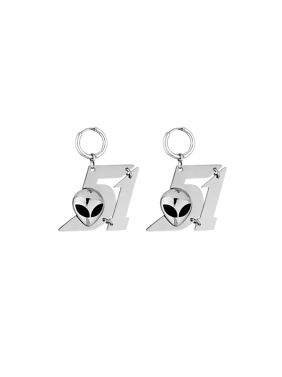 

HANGZHI 20SS BLACKHEAD /New Punk Retro Cool 51 number pendant alien Earring for Women Girls Men Jewelry Gift