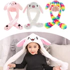 Милая шапка с мультяшным Кроликом, с подвижными ушами, с прыжками, плюшевая шапка с кроликом, головной убор, шапочка Kawaii, забавная шапка с кроликом, подарок на день рождения