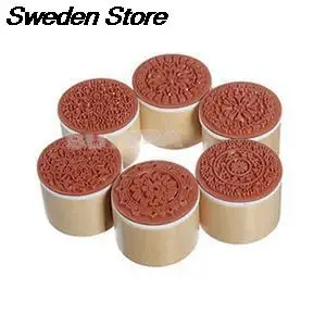 6 шт./компл. сделай сам винтажный цветочный узор в стиле ретро круглая деревянная