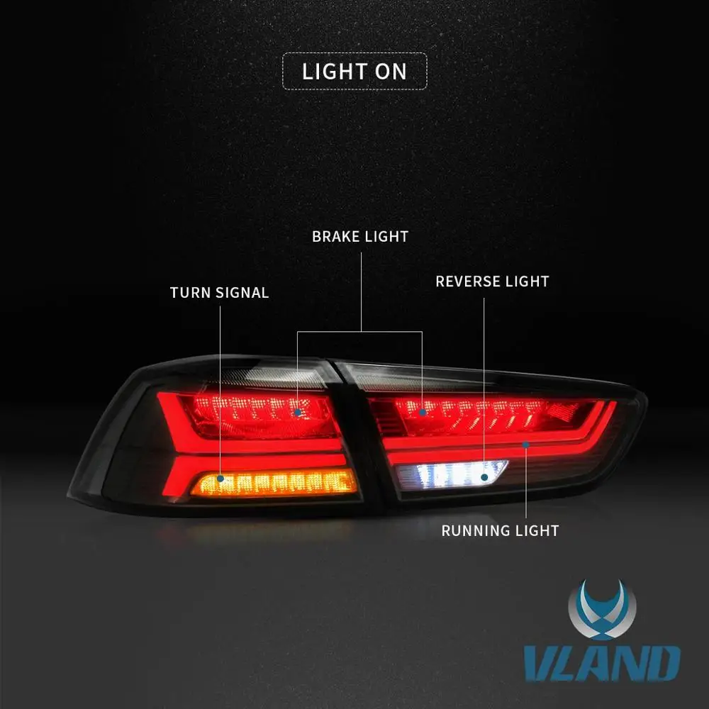 VLAND завод для Lancer 2008 2009 2010 2012 для автомобиля задний фонарь в сборе с движущимися сигнал+ игра и штепсельная вилка