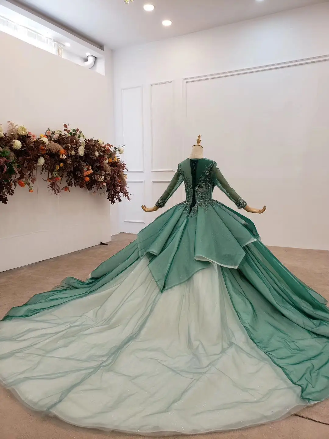 Gorgeous Sequin Puffy Evening Dress Long Emerald Green Women Formal Pageant Prom Gowns 2020 New Design For Party Prom Dresses