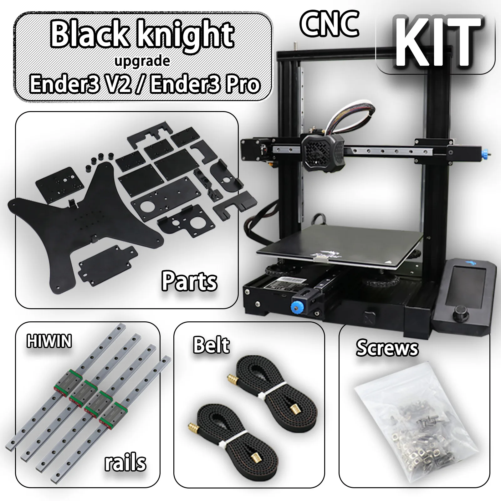 

Набор для обновления черного рыцаря для 3d принтера Ender 3 v2/Ender 3 Pro, или комплекты с ленточными винтами для подлинной линейной направляющей Hiwin