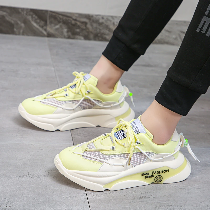 

Reflective Sneakers Women Fashion Vulcanized Shoes Woman Designer Platform Chunky Sneakers Ladies Trainers Female Dad Shoes