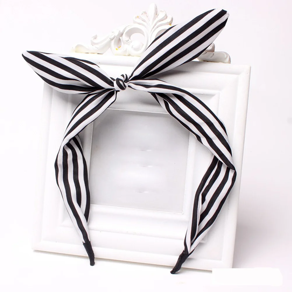 

Korea Bow Headband Women Lovely Rabbit Ears Hairband Girls Stripe Floral Printed Hair Band Headwear Hair Accessories Headdress