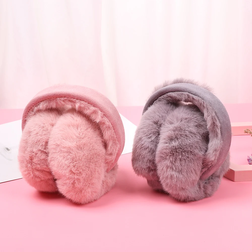 Женские зимние теплые пушистые наушники однотонные Мягкие плюшевые сохраняющие
