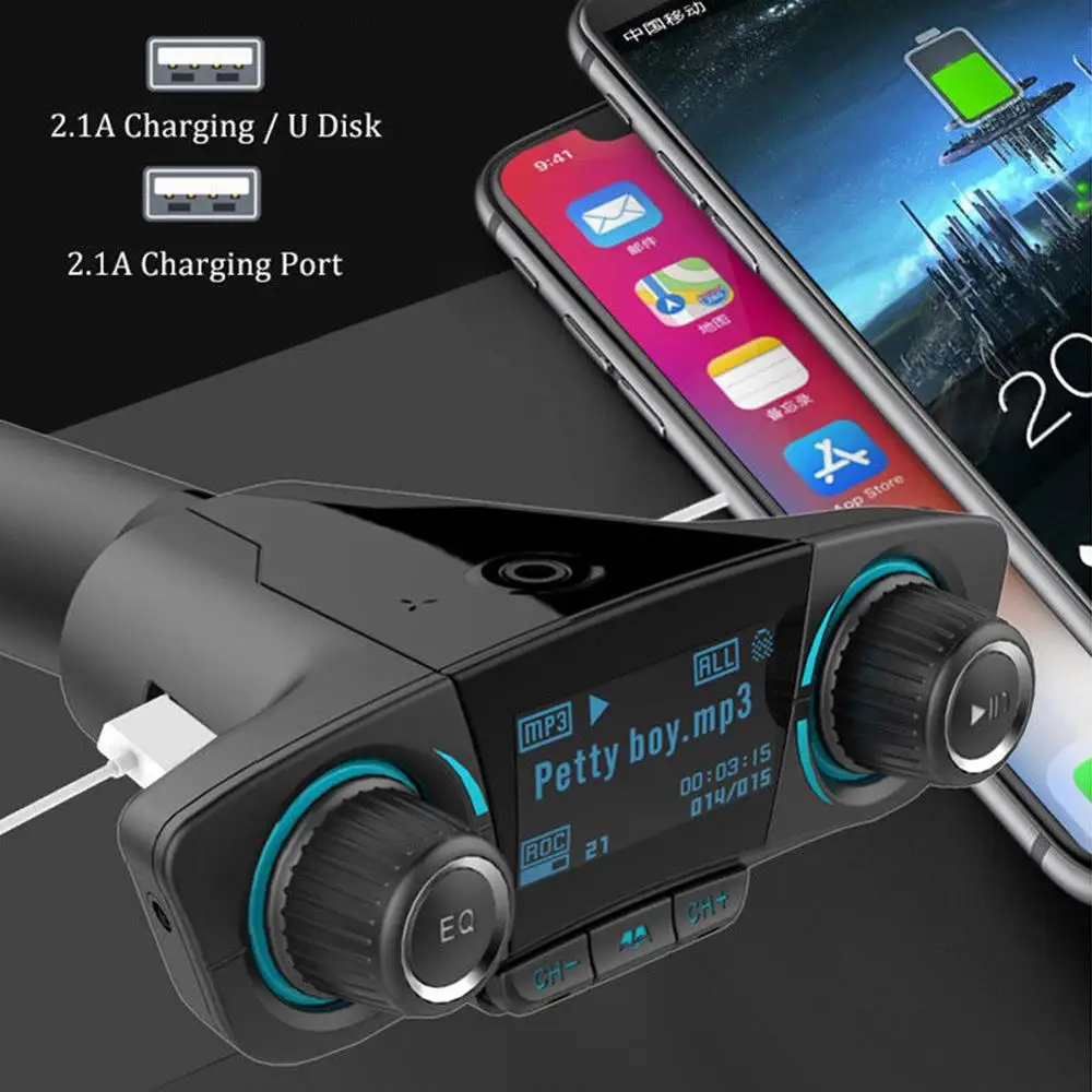 Fm передатчик Aux модулятор Bluetooth 5 0 зарядное устройство Handsfree автомобильный