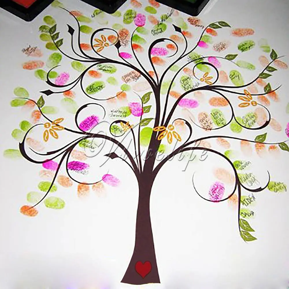 Unique Wedding Fingerprint Trees Guest Book 30x40cm Canvas Thumb Print Decoration Ceremony Bridal Signature Tree 45# | Дом и сад