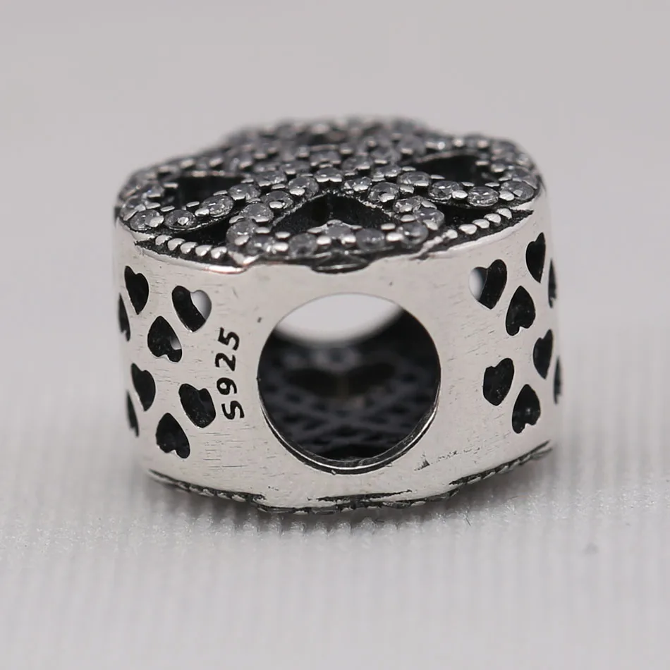 Аутентичные S925 амулет сердечко Любви Лепестки фиолетовый цветок с кристаллами