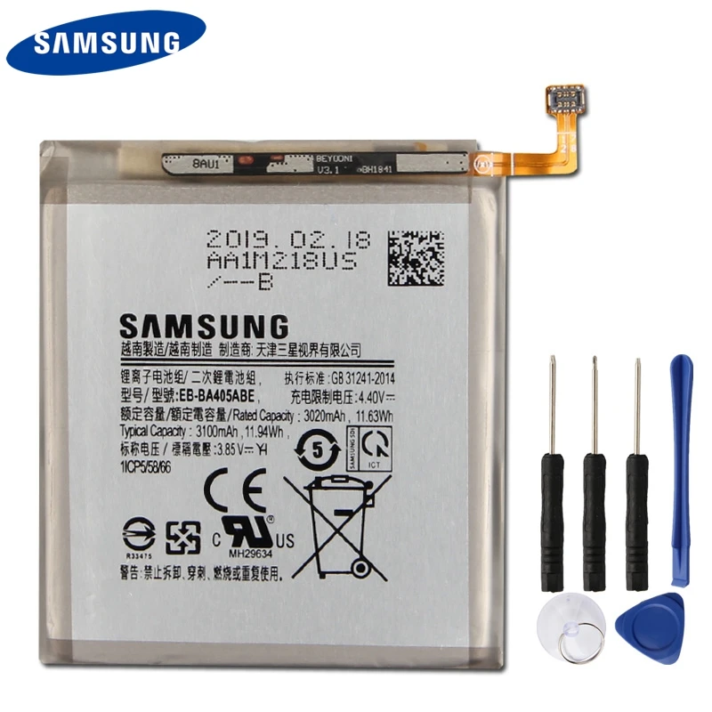Оригинальный EB BA405ABE батареи Samsung для GALAXY A40 A405F BA405ABU 3100mAh|Аккумуляторы мобильных