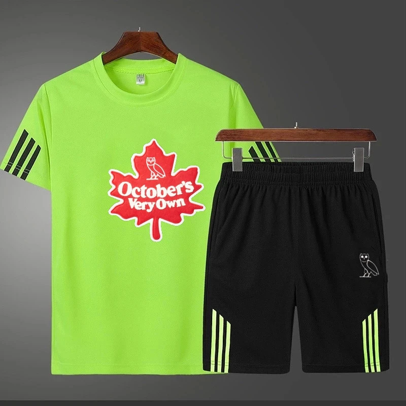 

New 2 Piece OVO Sets Sportswear Men's Tracksuit T-shirts Shorts Set Two Piece Suit Beach Men's Short Sets Clothing