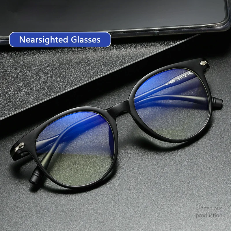

0 -0.5 -1 -1.5 -2 -2.5 -3 -3.5 -4 -5 -6 Finished Myopia Glasses Men Women Short-sight Eyewear Blue Coated Women Diopter Eyeglass