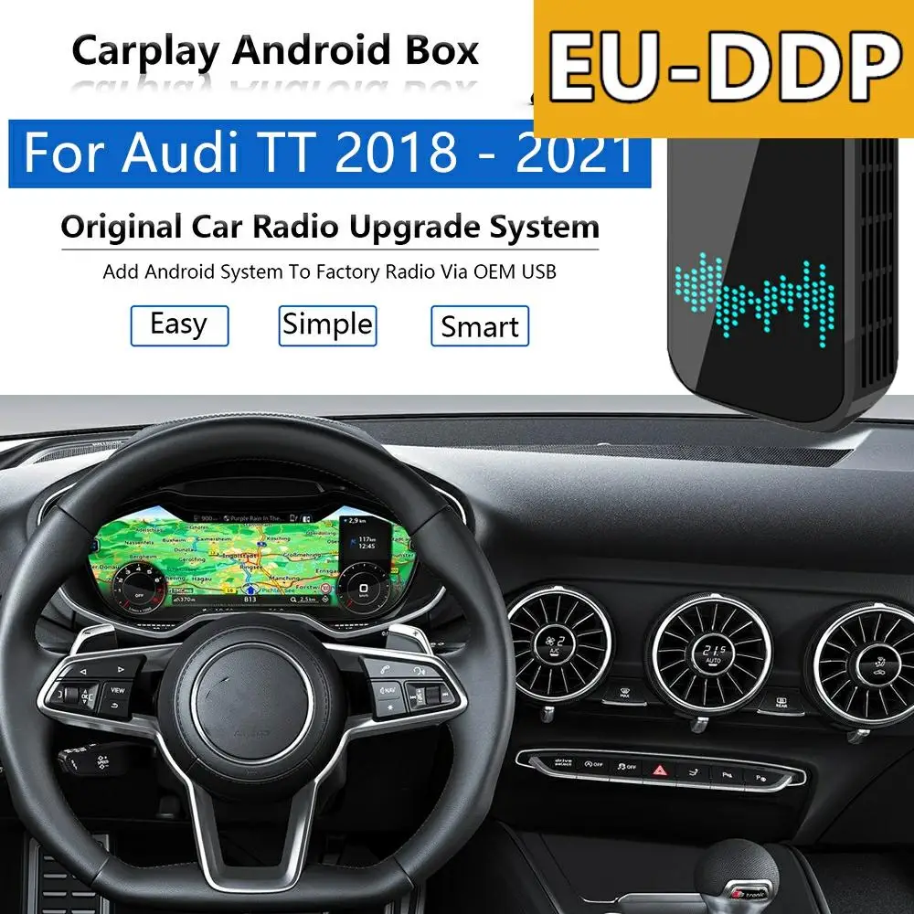 

Радио Carplay Обновление Android Авто Аудио для Audi TT TTS 2018 - 2021 USB Apple беспроводной AI Box Автомобильный мультимедийный плеер Mirror Link