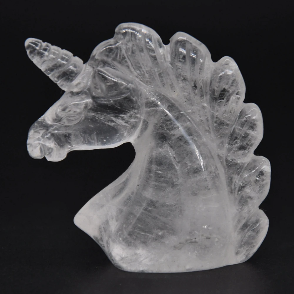 

2" Unicorn Statue Clear Quartz Crystal Natural Stone Carved Home Decoration Healing Reiki Figurine Spiritual Gemstone Omament