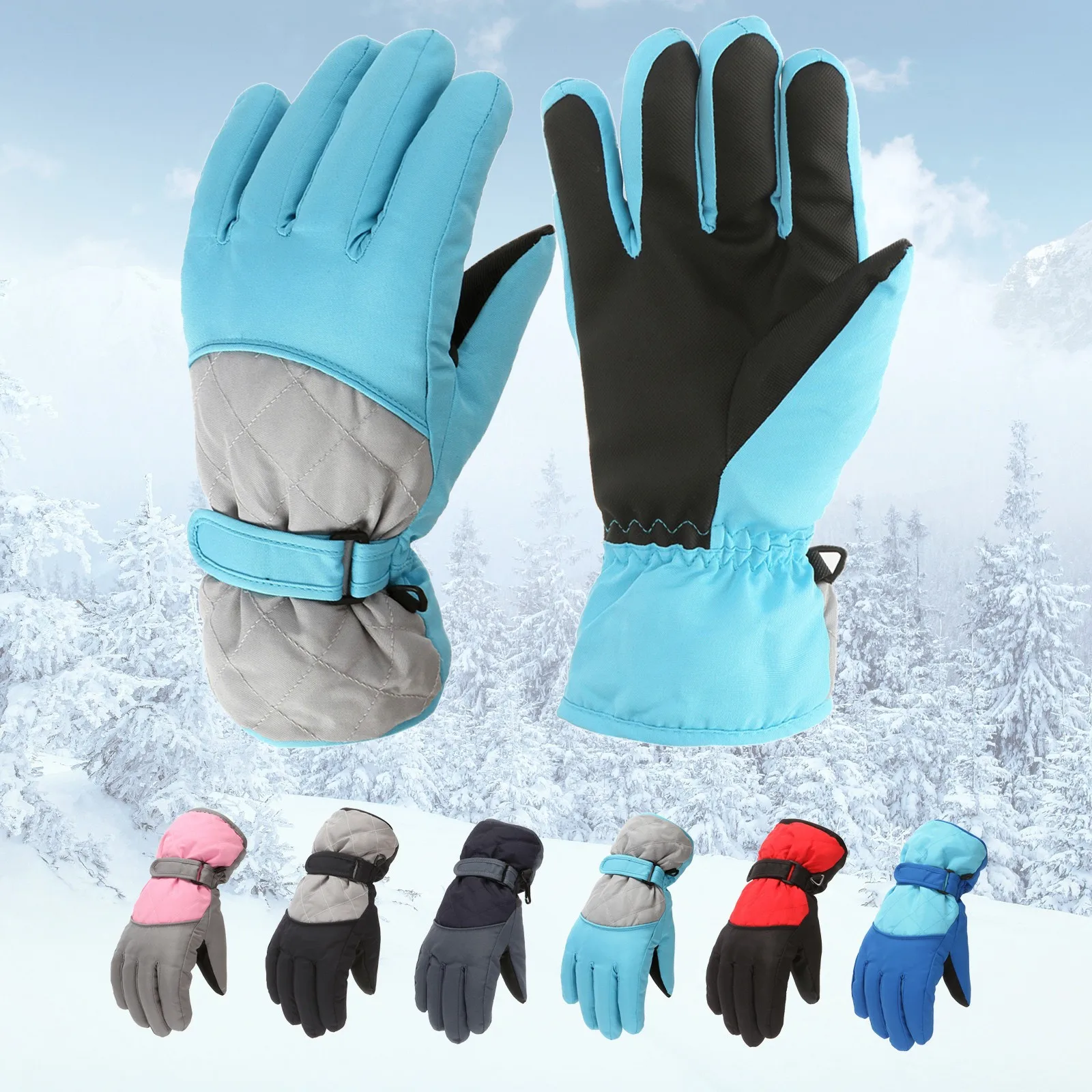 

Thermal Windproof Waterproof Full Finger Gloves Boys Girls Snow Mittens Outdoor Skiing Winter Sports Hiking Hands Protection
