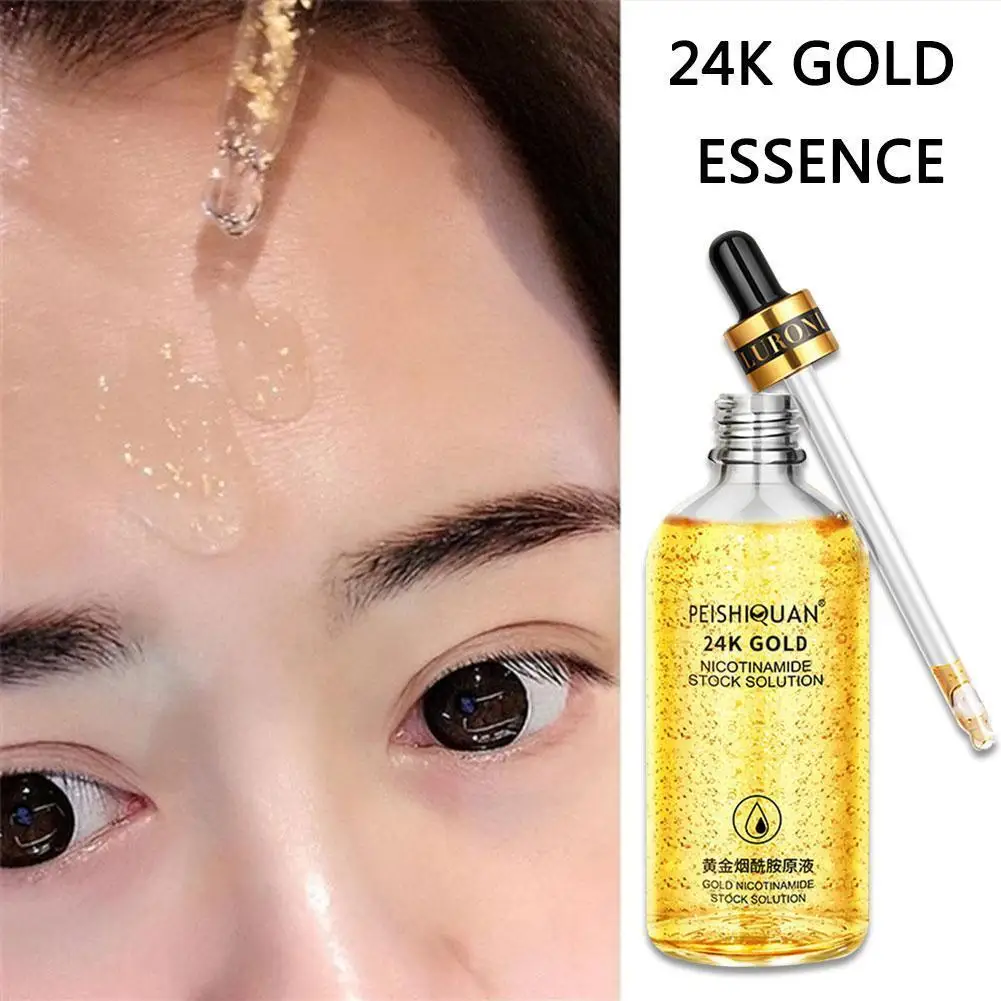 

24k 30/100ml Gold Serum Moisture Pure Hyaluronic Acid Liquid Nicotinamide Skin Serum Anti Gold Care X1S7