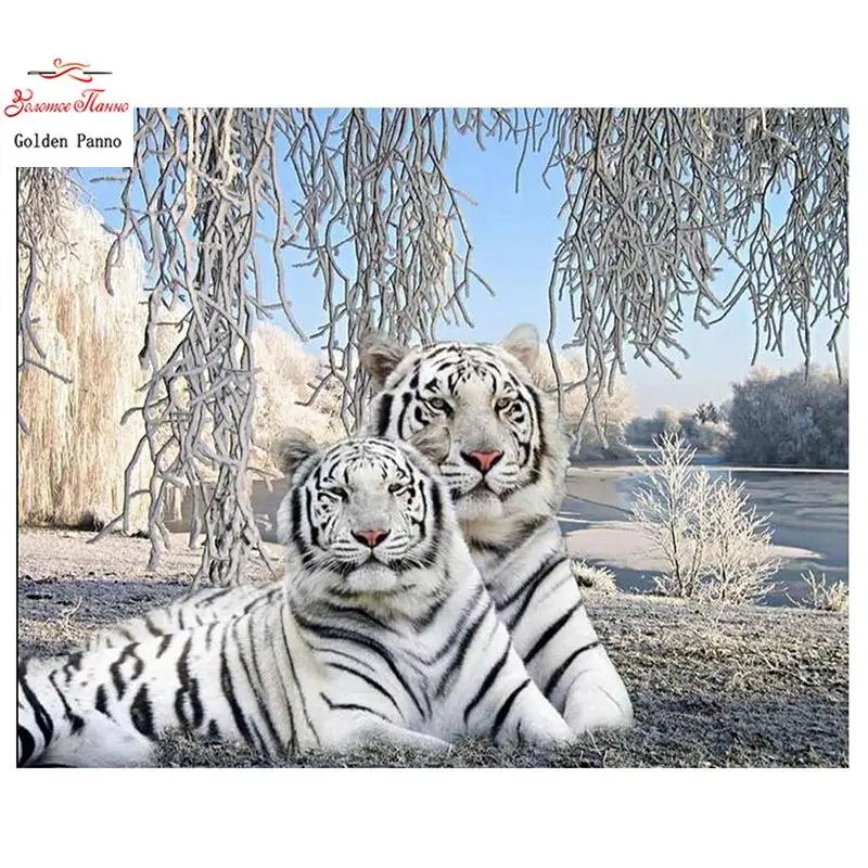 Diamante Bordado Tigre Branco Diamante Quadrado Cheio Diamante Pintura Ponto Cruz Diamante Mosaico Resina Diamante