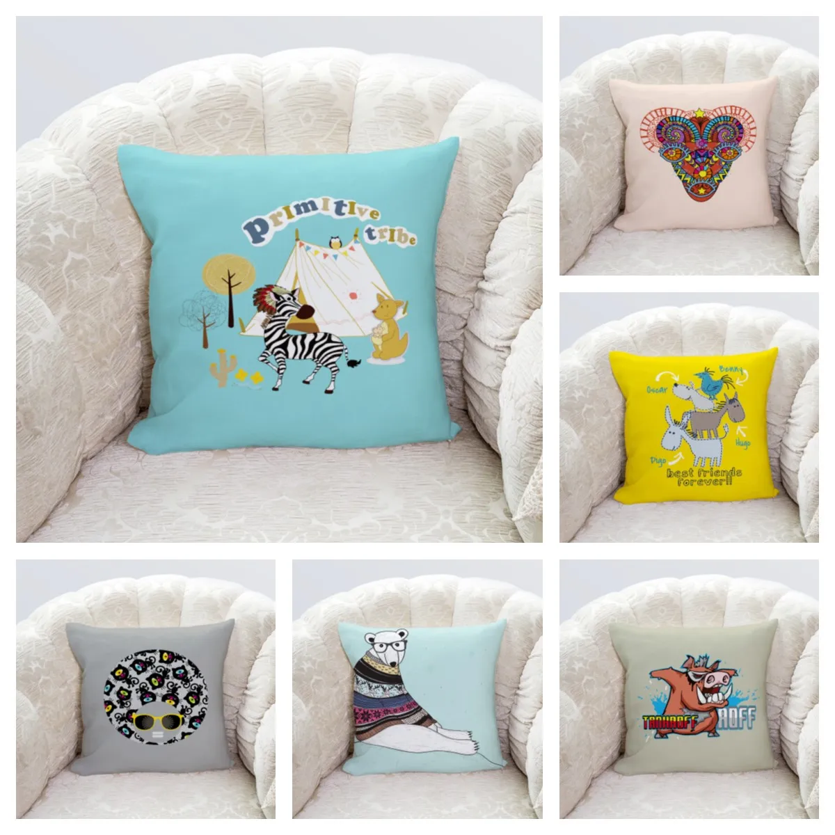 

Nordic ins cartoon office pillowcase, sofa pillowcase, cushion cover, multi-size optional, customizable home decore
