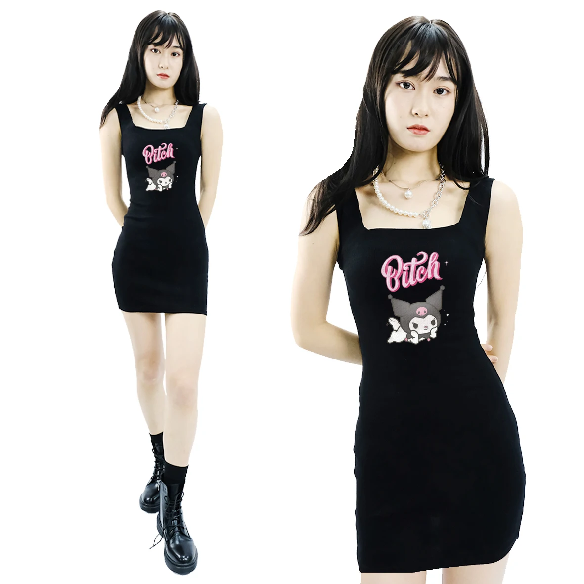 

Harajuku Beach Street Summer Women's Dress 2021 Bodycon Dress Women Green Y2K Summer Hollow Out Sexy Sleeveless Spaghetti Strap