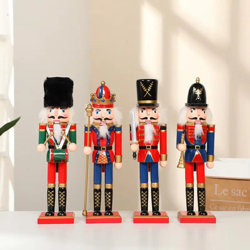

30CM Wooden Nutcracker Figurine Doll Home Decoration Christmas Ornaments Decoration Doll Vintage Handcraft Puppet Christmas Gift