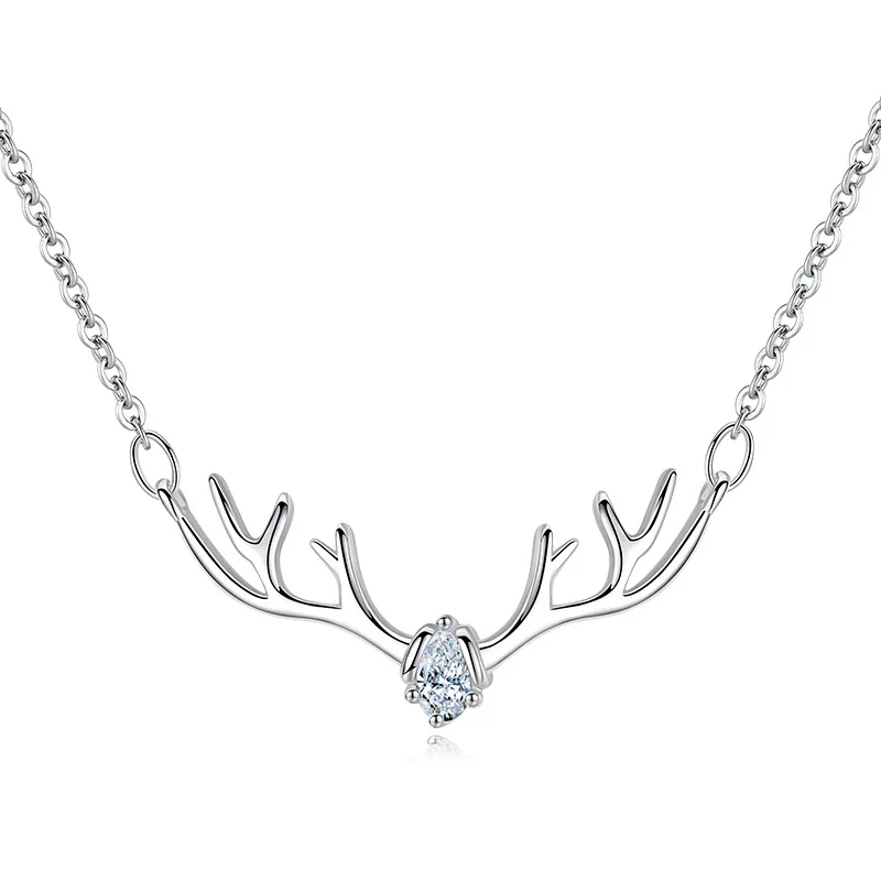 

Korean Fashion Clavicle Pendant A Deer Has Your Necklace Elk Horn Pendant Jewelry Stainless Steel Necklace for Women Accessories