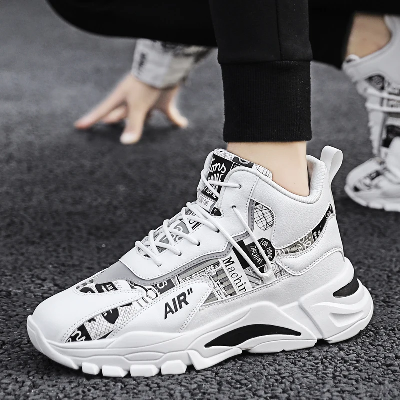 

New Trend Men Running Shoes Platform Sneakers Comfortable Sports Man High Top Jogging Footwear Outdoor Walking Lace-up Trainers