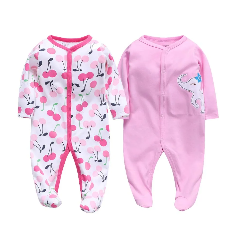 2Pcs/set Newborn Baby Footies Cotton Baby Boy Footies For Kids Clothes Long Sleeve Baby Pajamas Baby Girl 0-12M - Цвет: Серый